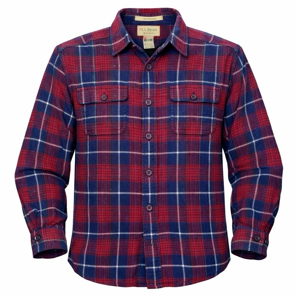 L.L.Bean Freeport Maine Chamois Cloth Flannel Shirt Mens‎ M Plaid Traditional
